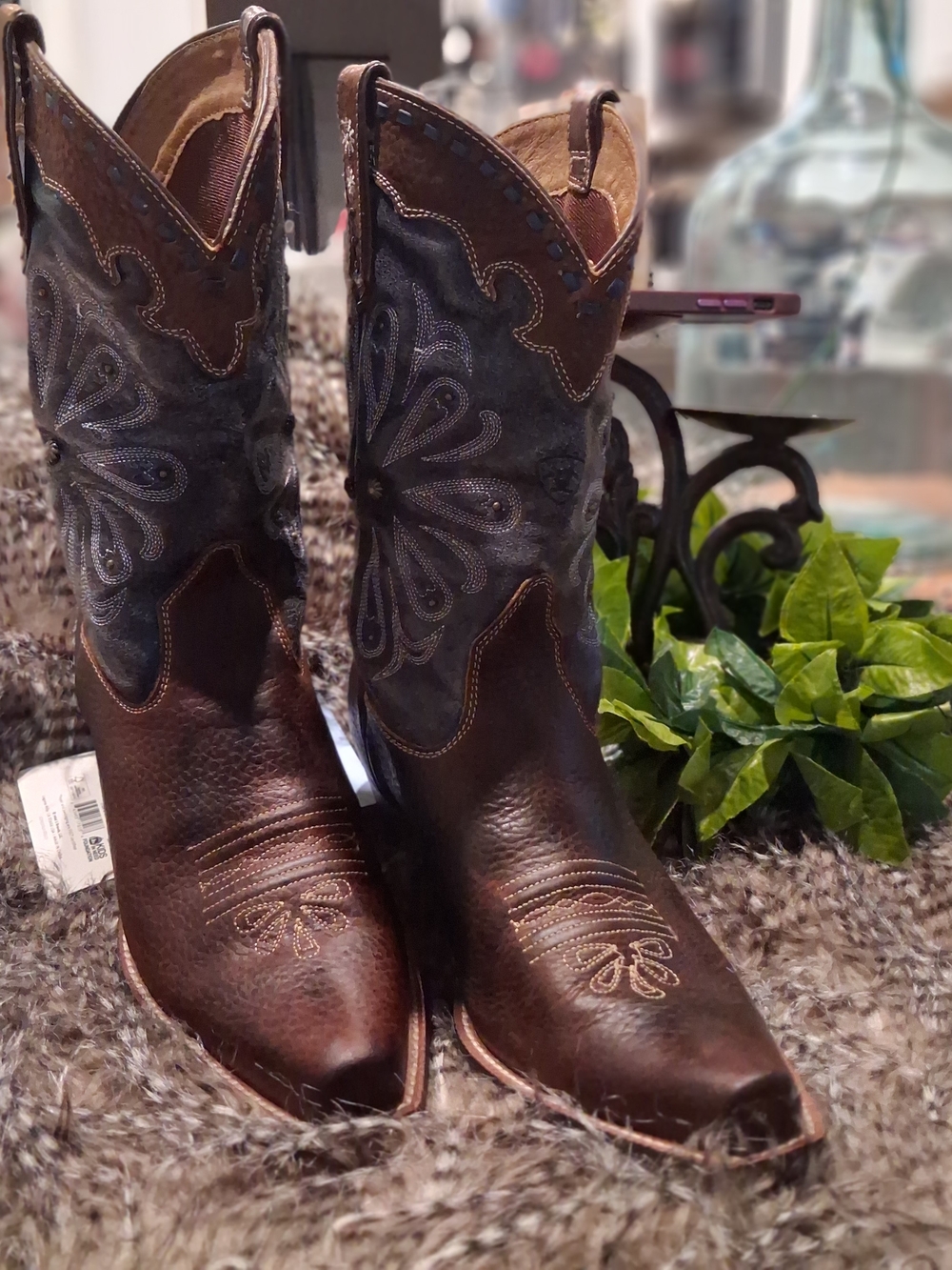 Ariat Brown and Black Embroidered Western Heeled Boots